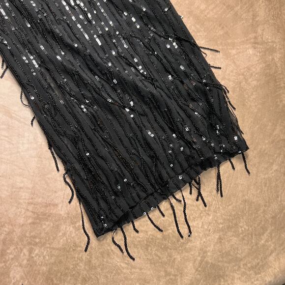 Black Sequin Fringe Sparkle Pants Straight Leg Mesh Party Disco Formal Western - Picture 6 of 8